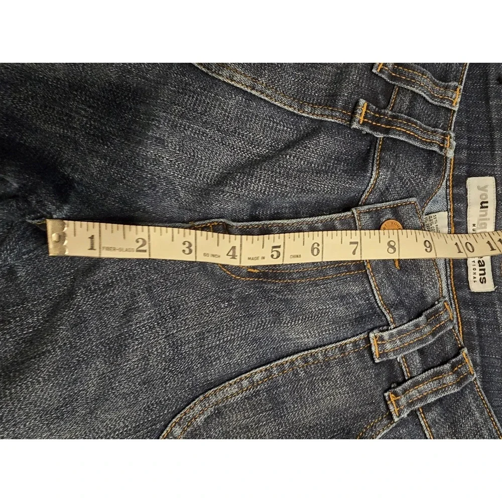 YOUNIQUE Originals Jeans Mid Rise Junior's 13 Flared‎ Dark Wash Blue Denim EUC - Picture 5 of 8